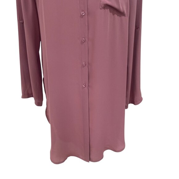 BKE Red Long Sleeve Button Down Tunic Shirt Oversized Blouse Rose Pink Large - Picture 6 of 9